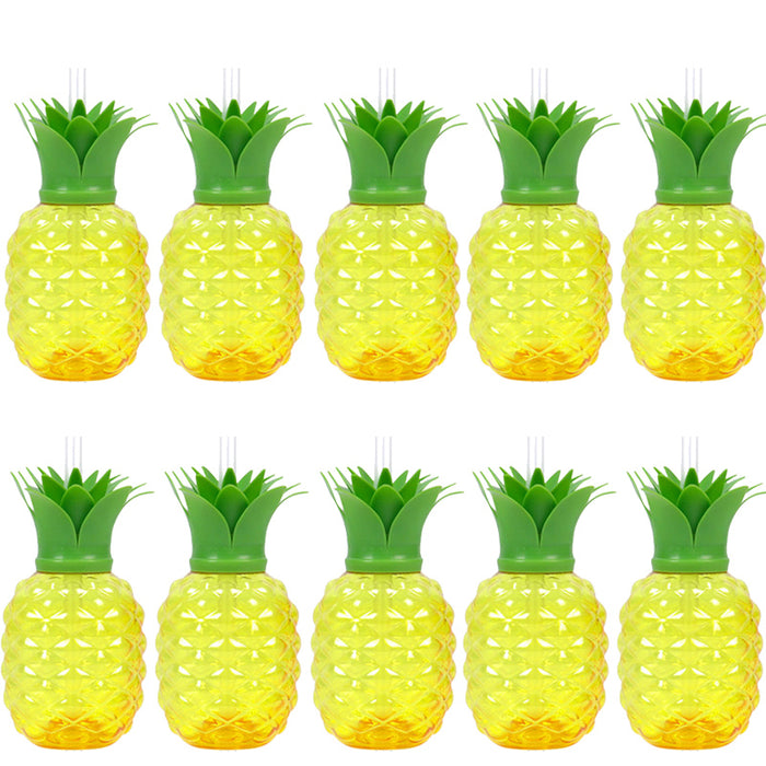 Vibe Geeks 10Pcs Plastic Strawberry Pineapple Drinking Cup With Straw