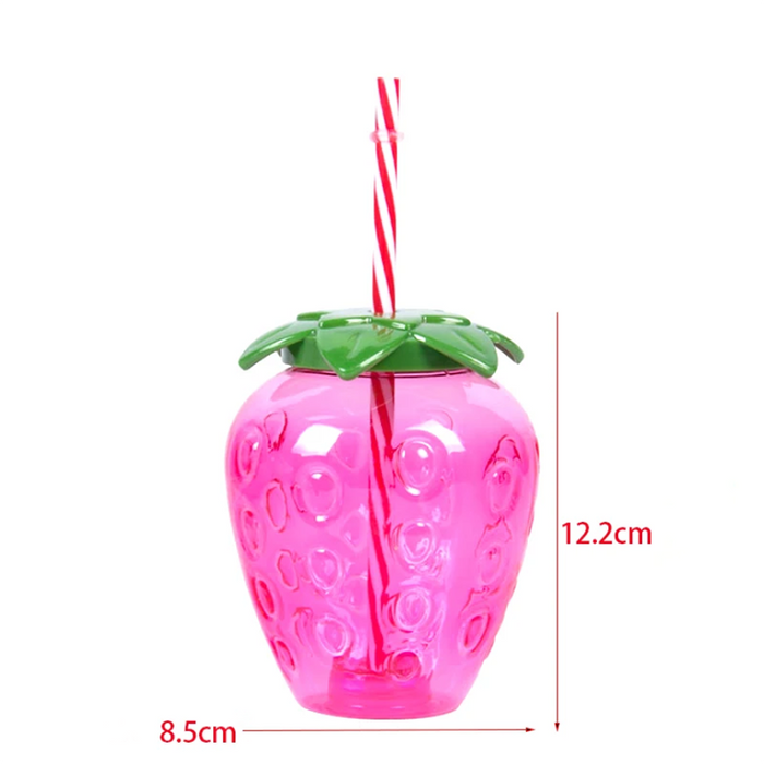 Vibe Geeks 10Pcs Plastic Strawberry Pineapple Drinking Cup With Straw