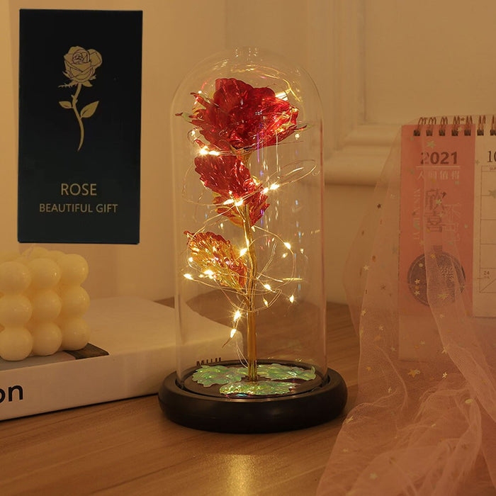 Vibe Geeks Led Enchanted Galaxy Rose With Fairy Lights In Dome