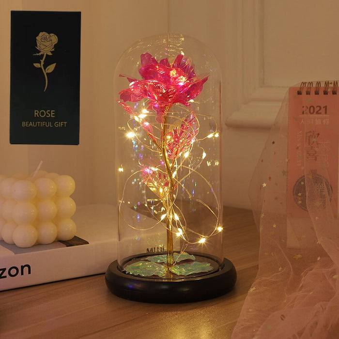 Vibe Geeks Led Enchanted Galaxy Rose With Fairy Lights In Dome