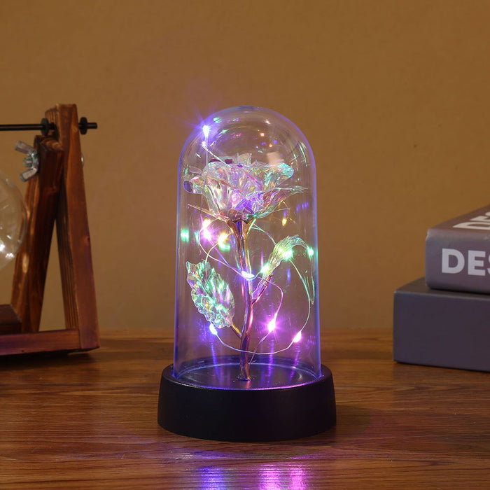 Vibe Geeks Led Enchanted Galaxy Rose With Fairy Lights In Dome