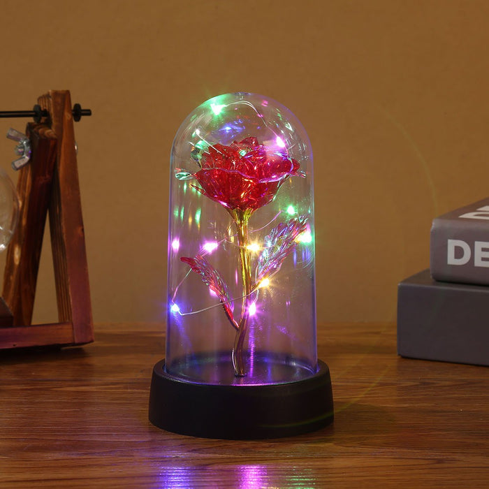 Vibe Geeks Led Enchanted Galaxy Rose With Fairy Lights In Dome