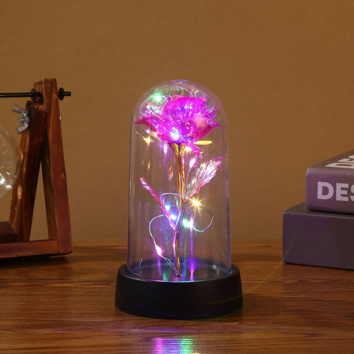 Vibe Geeks Led Enchanted Galaxy Rose With Fairy Lights In Dome