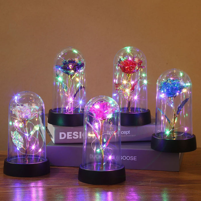 Vibe Geeks Led Enchanted Galaxy Rose With Fairy Lights In Dome