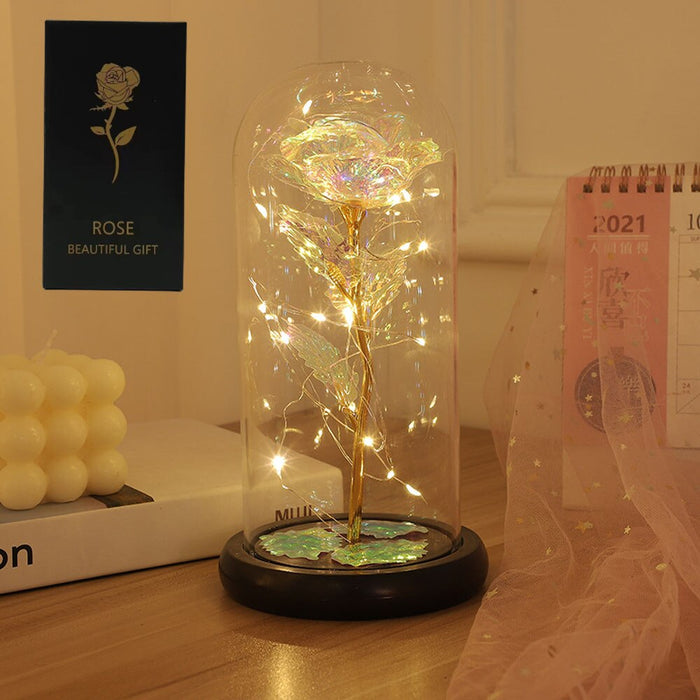 Vibe Geeks Led Enchanted Galaxy Rose With Fairy Lights In Dome