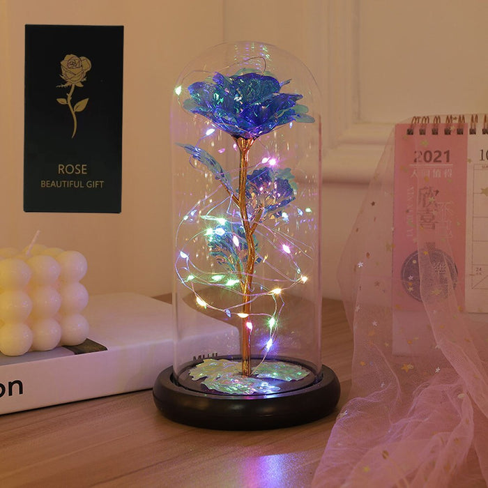 Vibe Geeks Led Enchanted Galaxy Rose With Fairy Lights In Dome