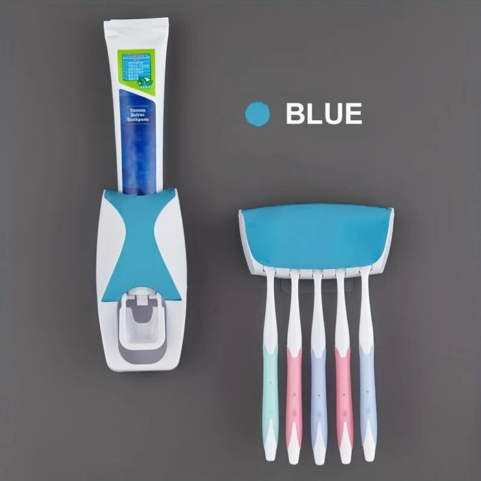 Vibe Geeks Wall Mounted Toothbrush Storage Rack With Toothpaste Squeezer