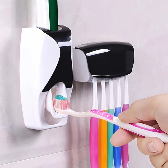 Vibe Geeks Wall Mounted Toothbrush Storage Rack With Toothpaste Squeezer