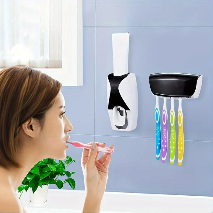 Vibe Geeks Wall Mounted Toothbrush Storage Rack With Toothpaste Squeezer