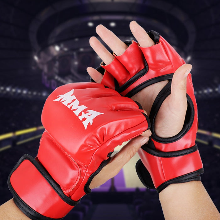 Vibe Geeks Half Finger Leather Cushion Boxing Training Gloves