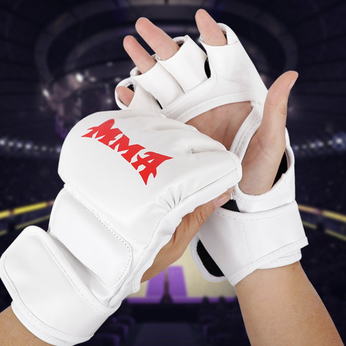 Vibe Geeks Half Finger Leather Cushion Boxing Training Gloves