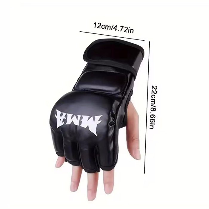 Vibe Geeks Half Finger Leather Cushion Boxing Training Gloves