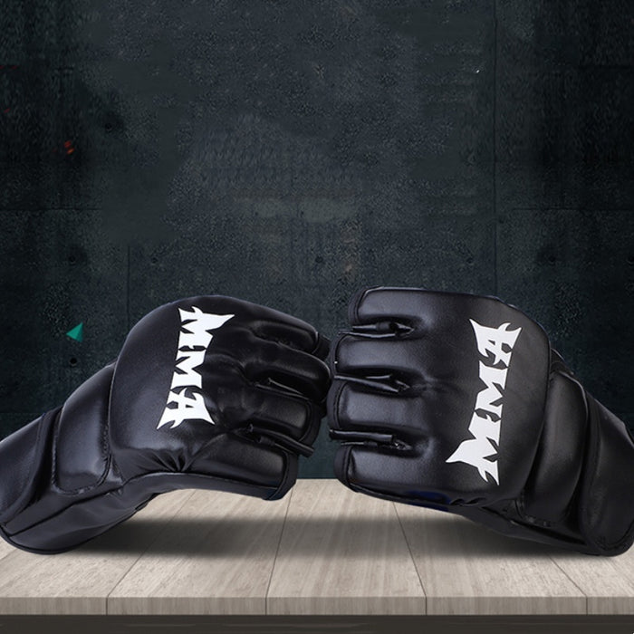 Vibe Geeks Half Finger Leather Cushion Boxing Training Gloves