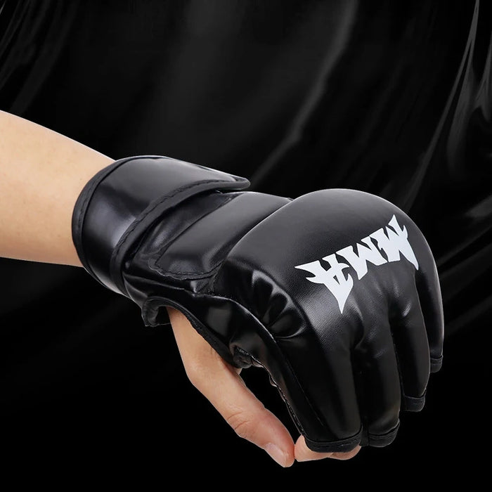 Vibe Geeks Half Finger Leather Cushion Boxing Training Gloves