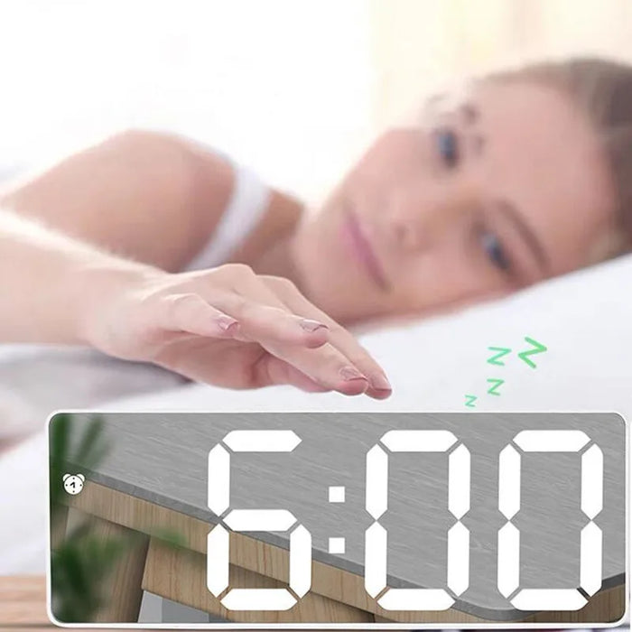 Vibe Geeks Acrylic/Mirror Voice Control Snooze Electronic Led Digital Alarm Clock - Powered By Battery