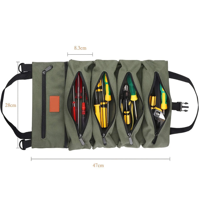 Vibe Geeks Multi-Purpose Canvas Roll Up Tool Bag