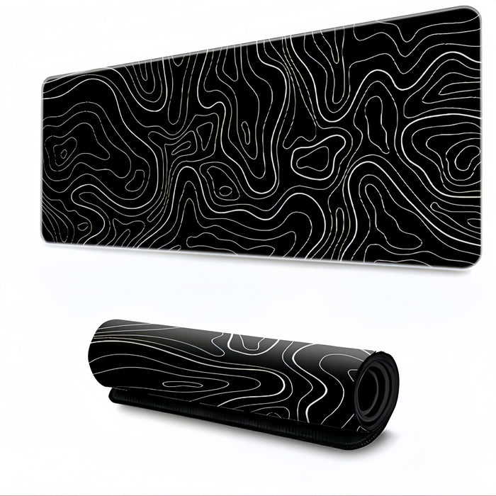 Vibe Geeks Anti-Slip Topographic Black And White Mouse Pad For Keyboard - 30X80Cm