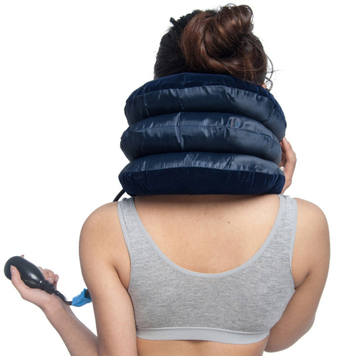 Vibe Geeks 3 Layers Neck Corrector Air Inflatable Cervical Vertebra Traction Soft Brace Pillow