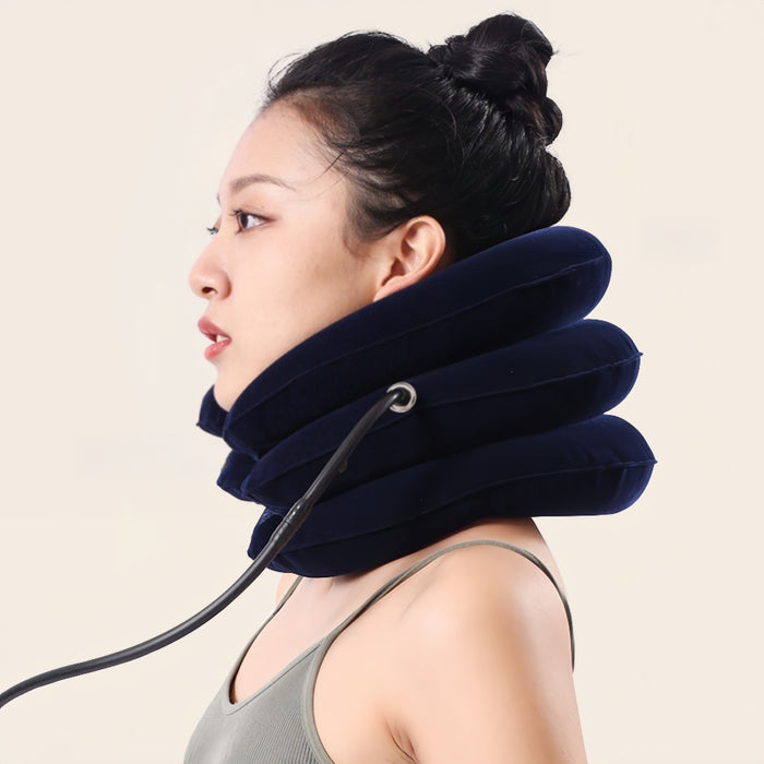 Vibe Geeks 3 Layers Neck Corrector Air Inflatable Cervical Vertebra Traction Soft Brace Pillow