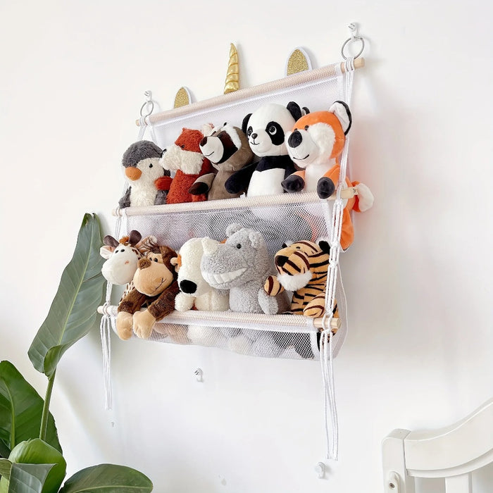 Vibe Geeks Bohemian Wall Hanging Plush Toy Organizer