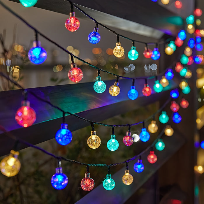 Vibe Geeks Led Solar Crystal Globe String Lights