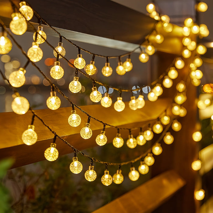 Vibe Geeks Led Solar Crystal Globe String Lights