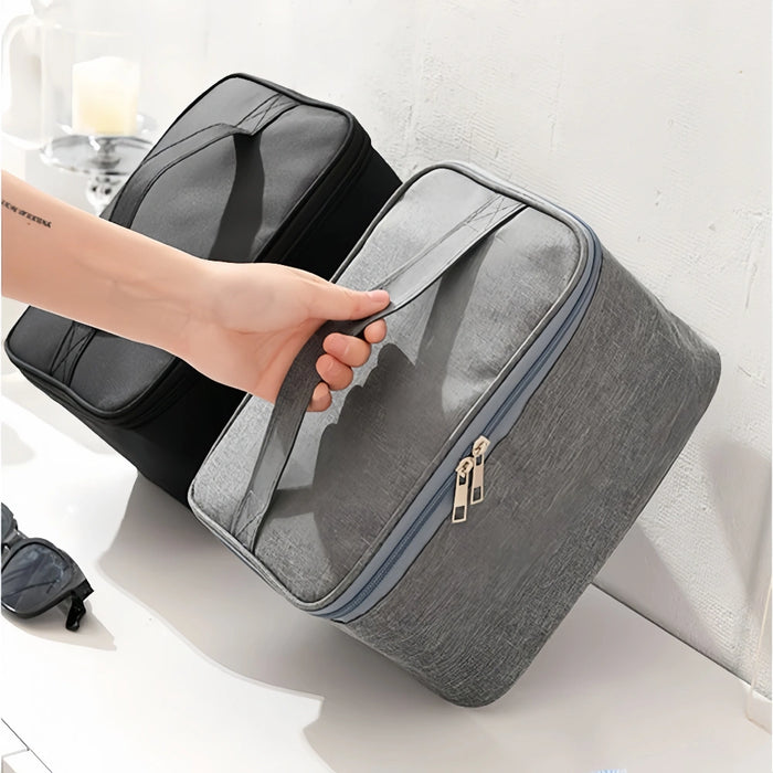 Vibe Geeks Men'S Toiletry Bag Double Layer Large Capacity Cosmetic Handbag