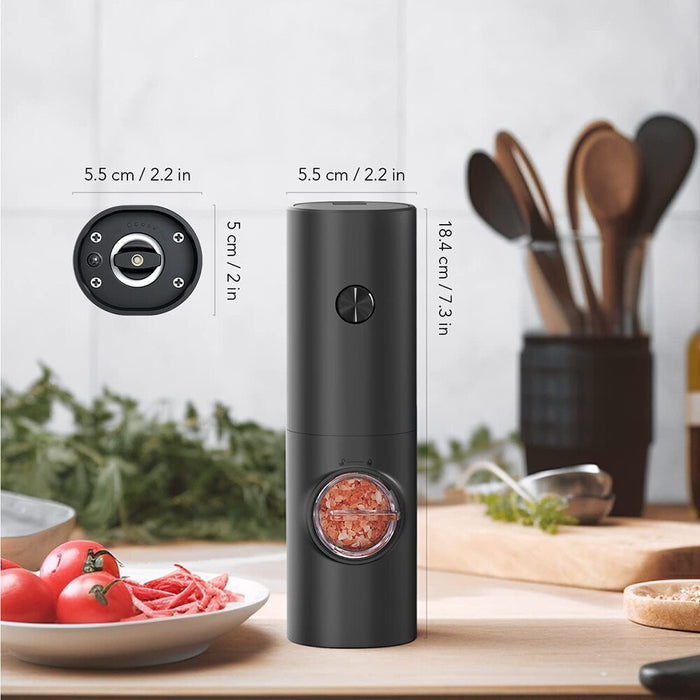 Vibe Geeks Coarseness Adjustable Refillable Electric Salt And Pepper Grinder