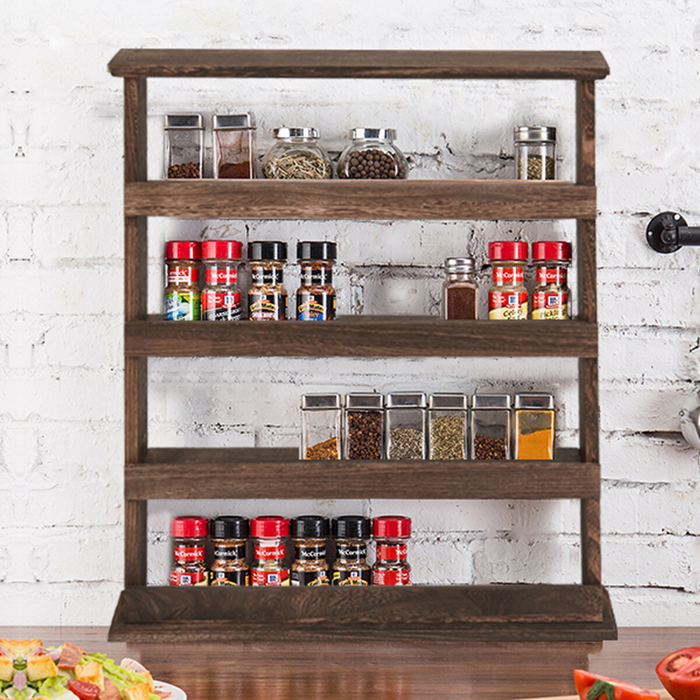 Vibe Geeks Wall Mount Wooden Spice Rack Holder