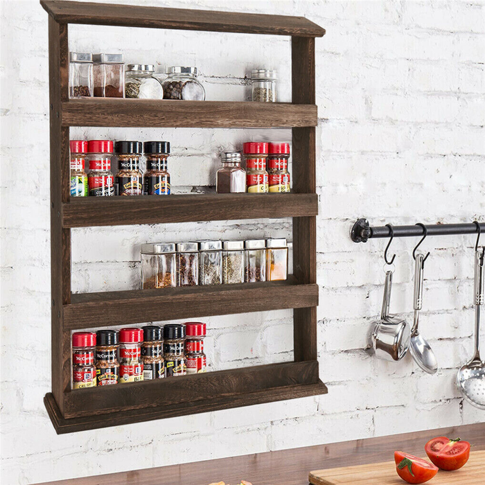 Vibe Geeks Wall Mount Wooden Spice Rack Holder