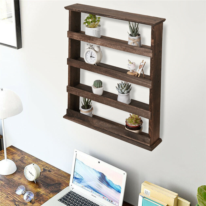 Vibe Geeks Wall Mount Wooden Spice Rack Holder