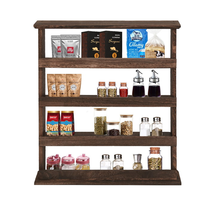 Vibe Geeks Wall Mount Wooden Spice Rack Holder