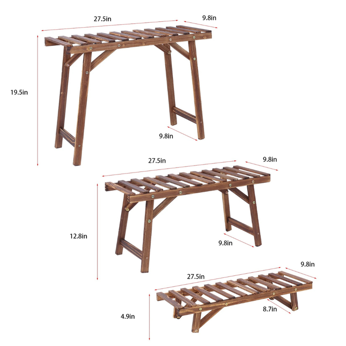 Vibe Geeks 3 Tier Freestanding Ladder Shelf Wood Plant Stand