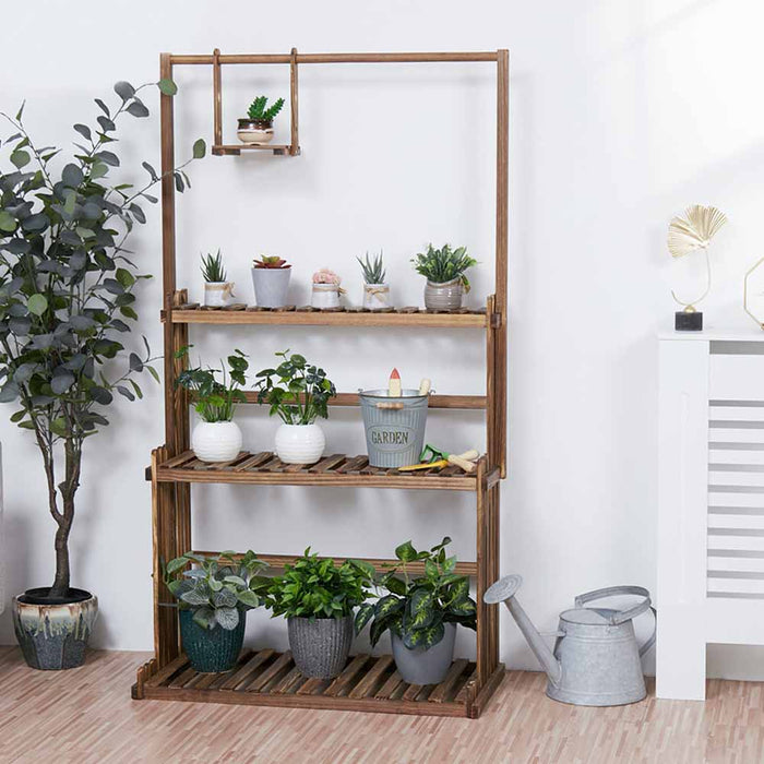 Vibe Geeks 3-Tier Hanging Wood Plant Stand Flower Pot Organizer Rack