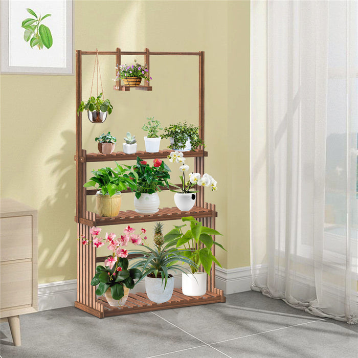 Vibe Geeks 3-Tier Hanging Wood Plant Stand Flower Pot Organizer Rack