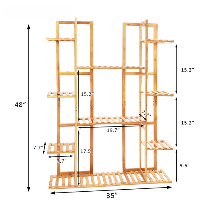 Vibe Geeks 9 Tier Extra Large Bamboo Plant Stand