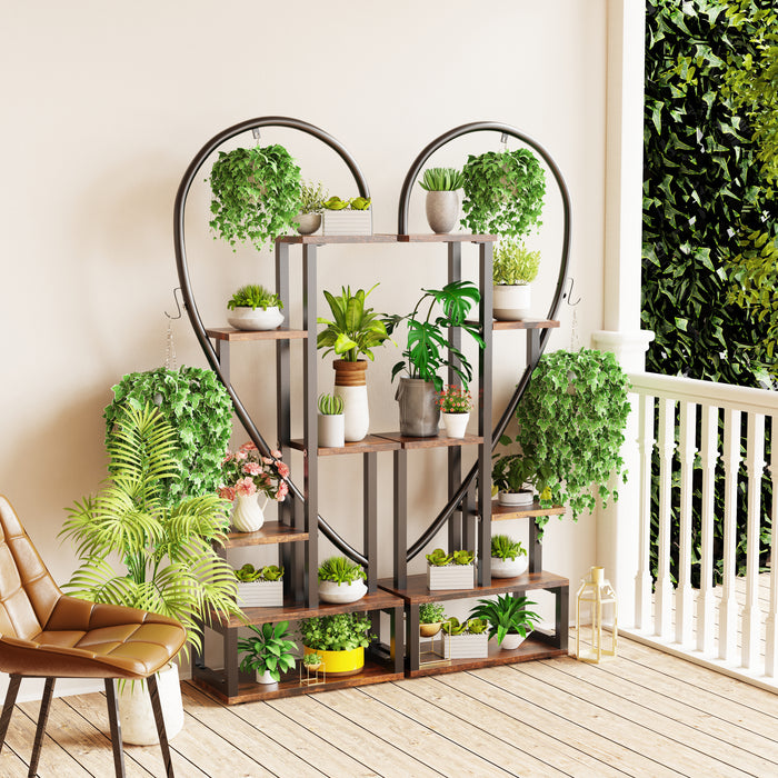 Vibe Geeks 6 Tier Metal Plant Shelf Heart Shape Ladder Plant Stands