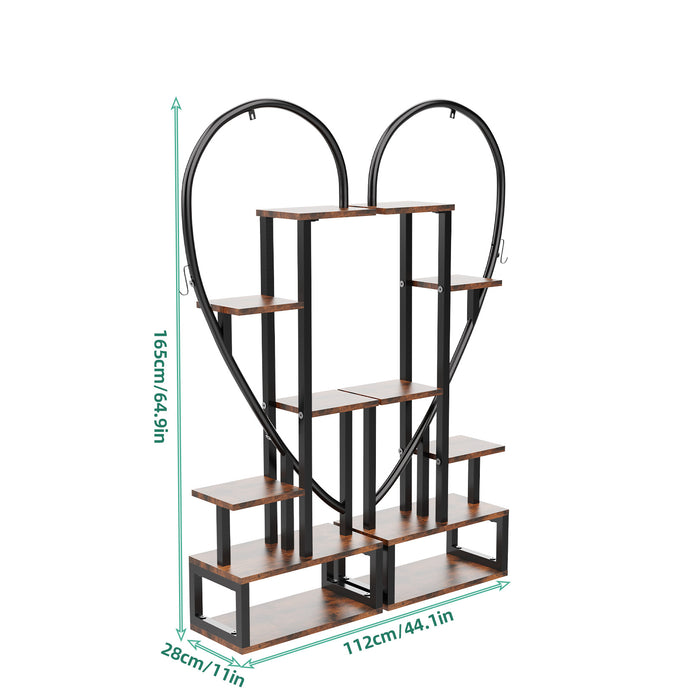 Vibe Geeks 6 Tier Metal Plant Shelf Heart Shape Ladder Plant Stands