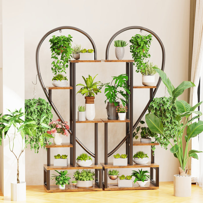 Vibe Geeks 6 Tier Metal Plant Shelf Heart Shape Ladder Plant Stands