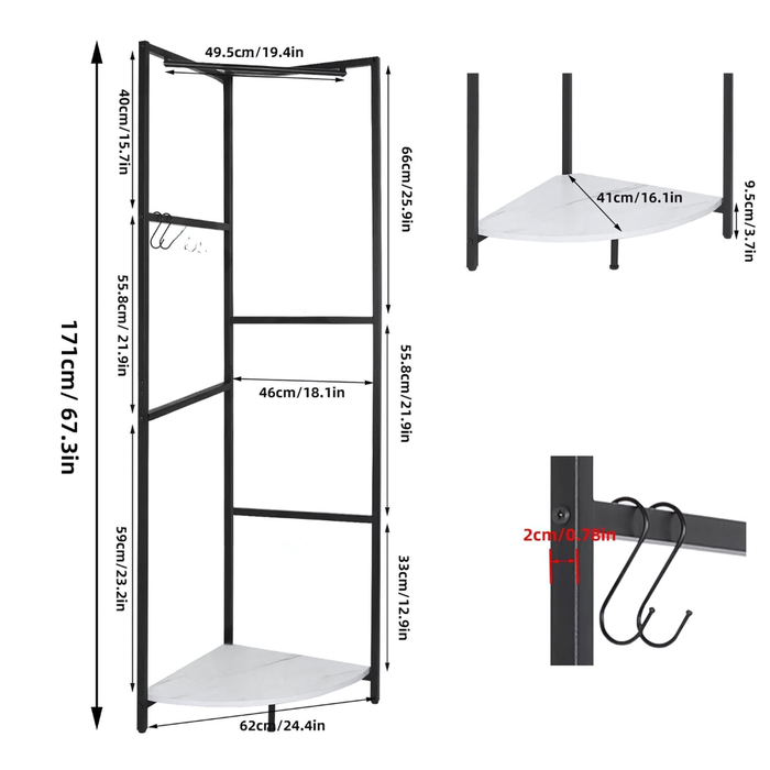 Vibe Geeks Corner Entryway Freestanding Hall Tree Coat Rack