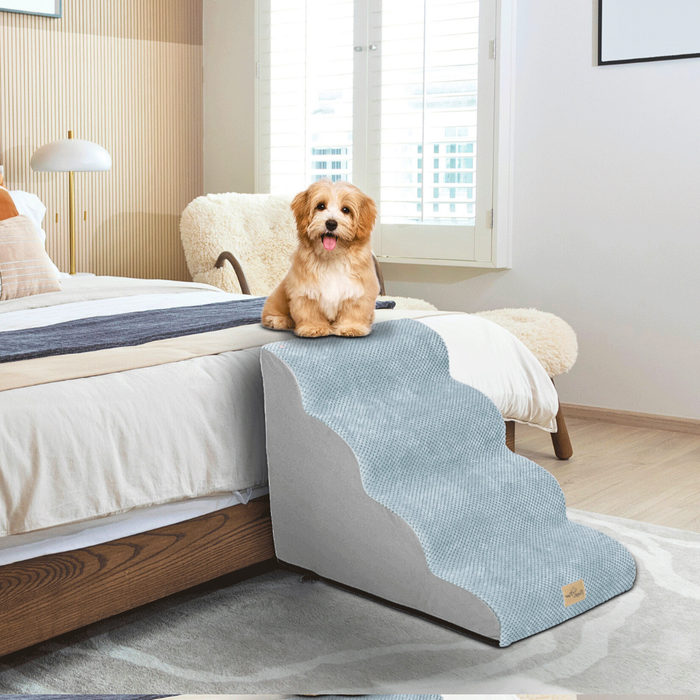 Vibe Geeks 4-Tier Foam Dog Steps Pet Stairs Ramp For Beds And Couches