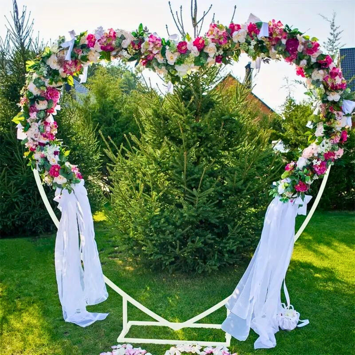 Vibe Geeks Heart Shaped White Metal Balloon Arch Stand Frame Display Kit For Wedding