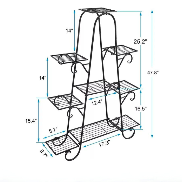 Vibe Geeks 9 Tier Metal Plant Shelf Stand Multilayer Potted Display Rack Patio