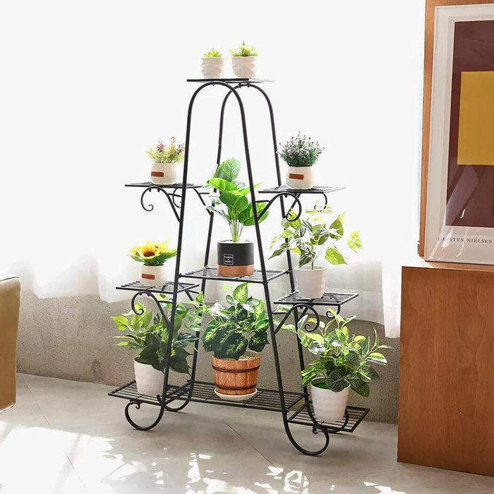 Vibe Geeks 9 Tier Metal Plant Shelf Stand Multilayer Potted Display Rack Patio