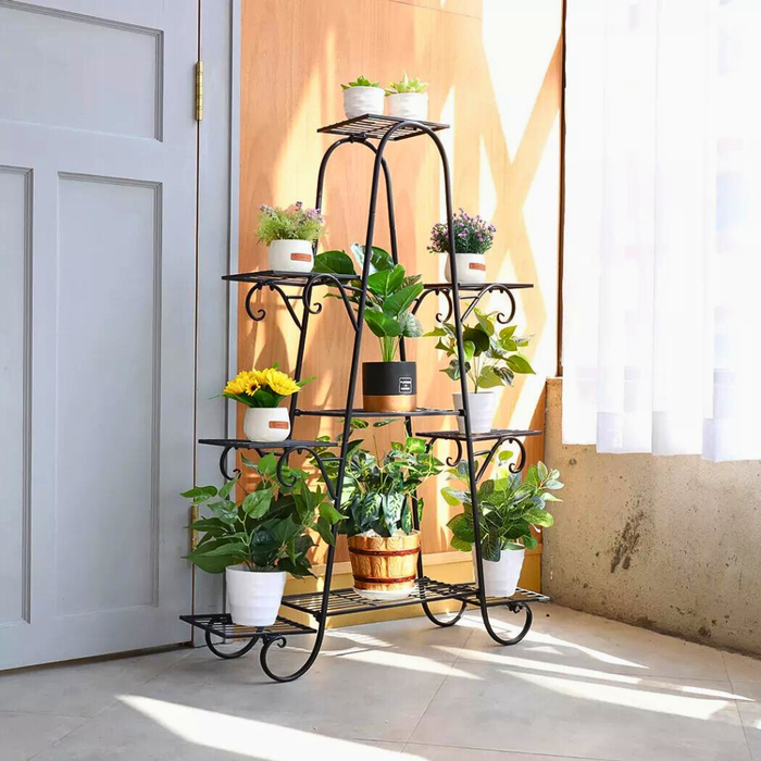 Vibe Geeks 9 Tier Metal Plant Shelf Stand Multilayer Potted Display Rack Patio