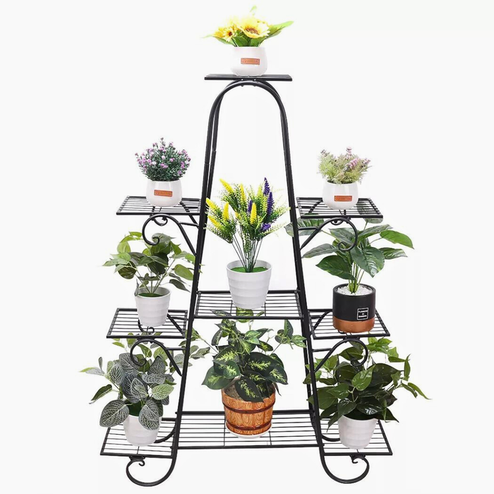 Vibe Geeks 9 Tier Metal Plant Shelf Stand Multilayer Potted Display Rack Patio