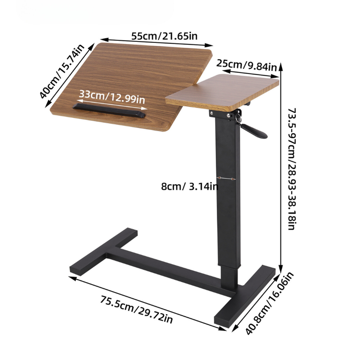 Vibe Geeks Split Top Tilting Adjustable Overbed Table With Wheels