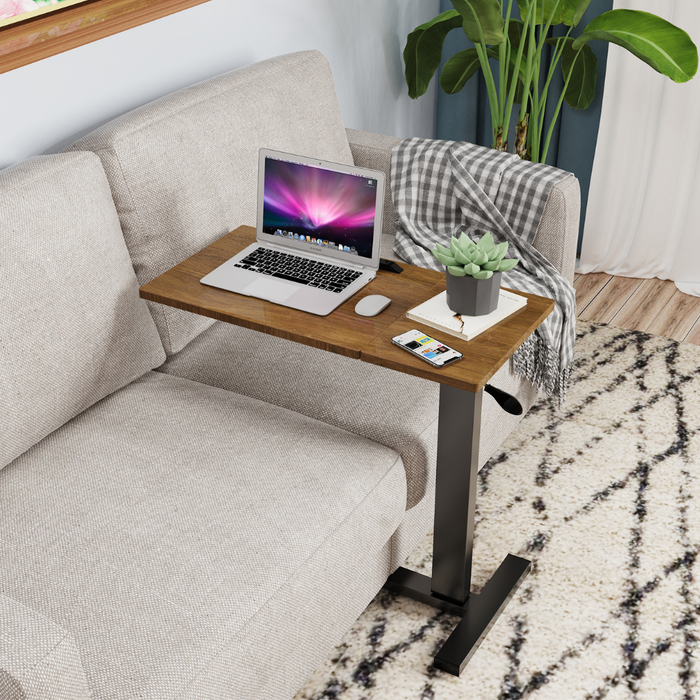 Vibe Geeks Split Top Tilting Adjustable Overbed Table With Wheels