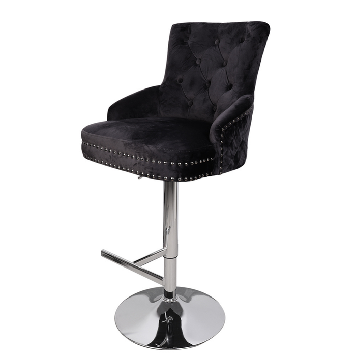 Vibe Geeks Luxurious Velvet Swivel Bar Stool With Lion Knocker & High Back