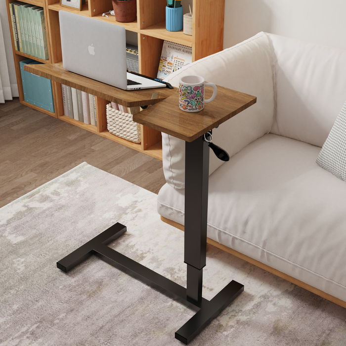 Vibe Geeks Split Top Tilting Adjustable Overbed Table With Wheels